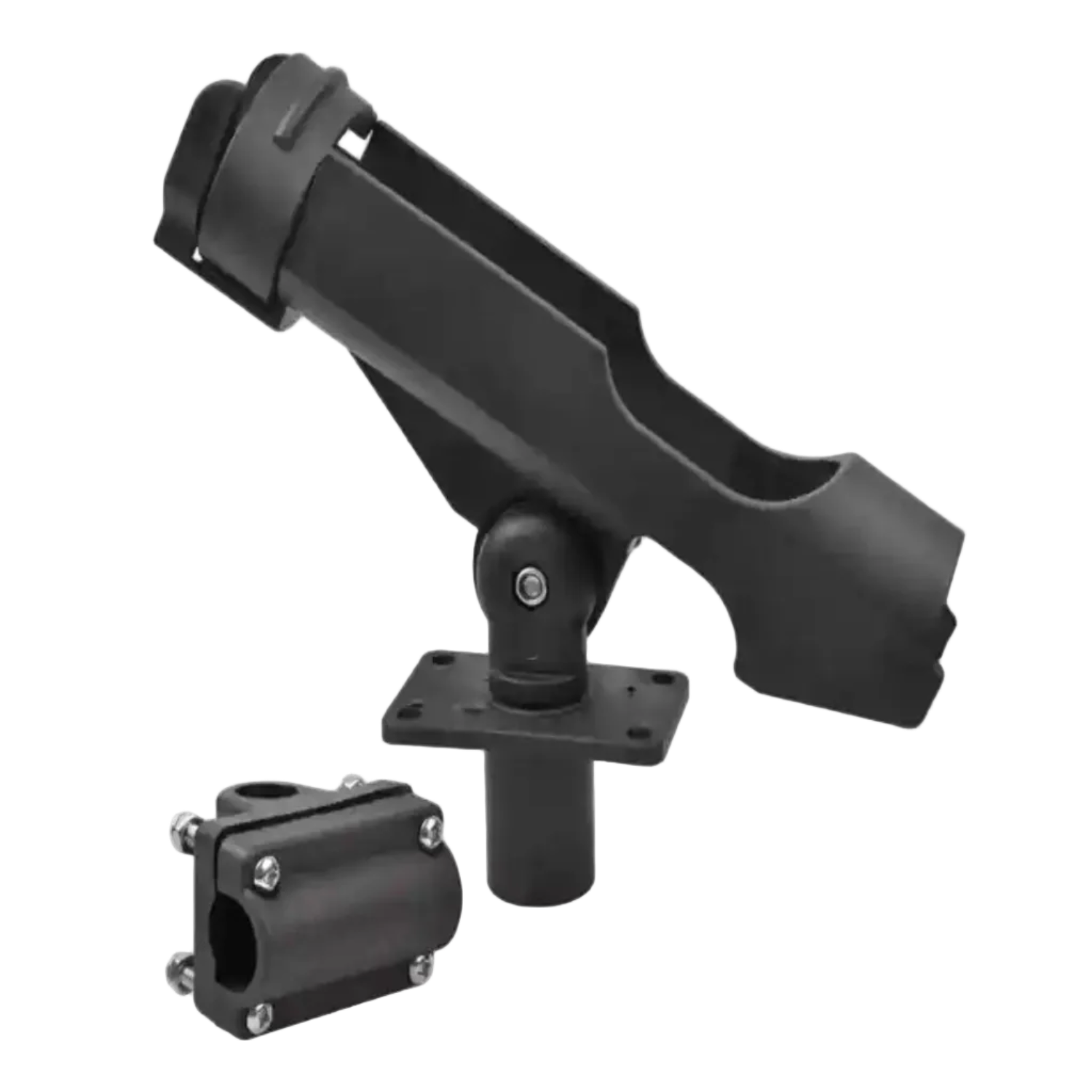 Black metal bracket on a white background