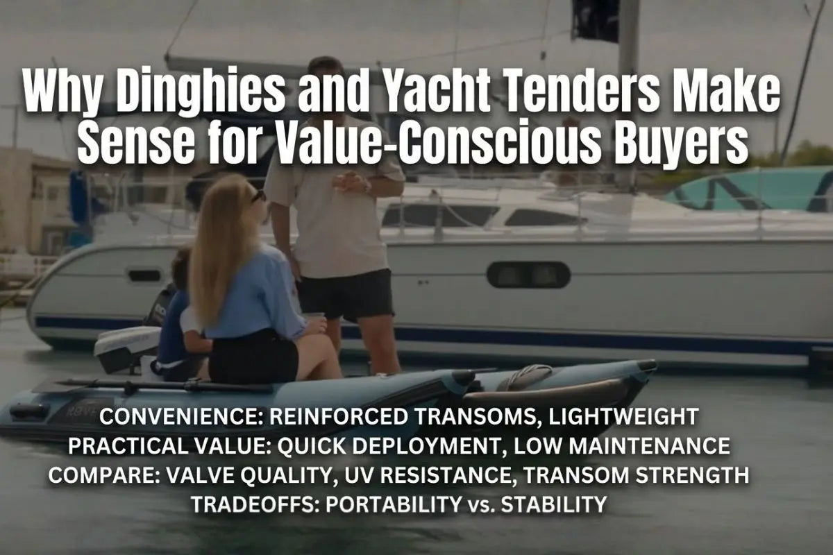 Thumbnail showing people on a small dinghy highlighting why dinghies and yacht tenders are practical for value-conscious buyers.