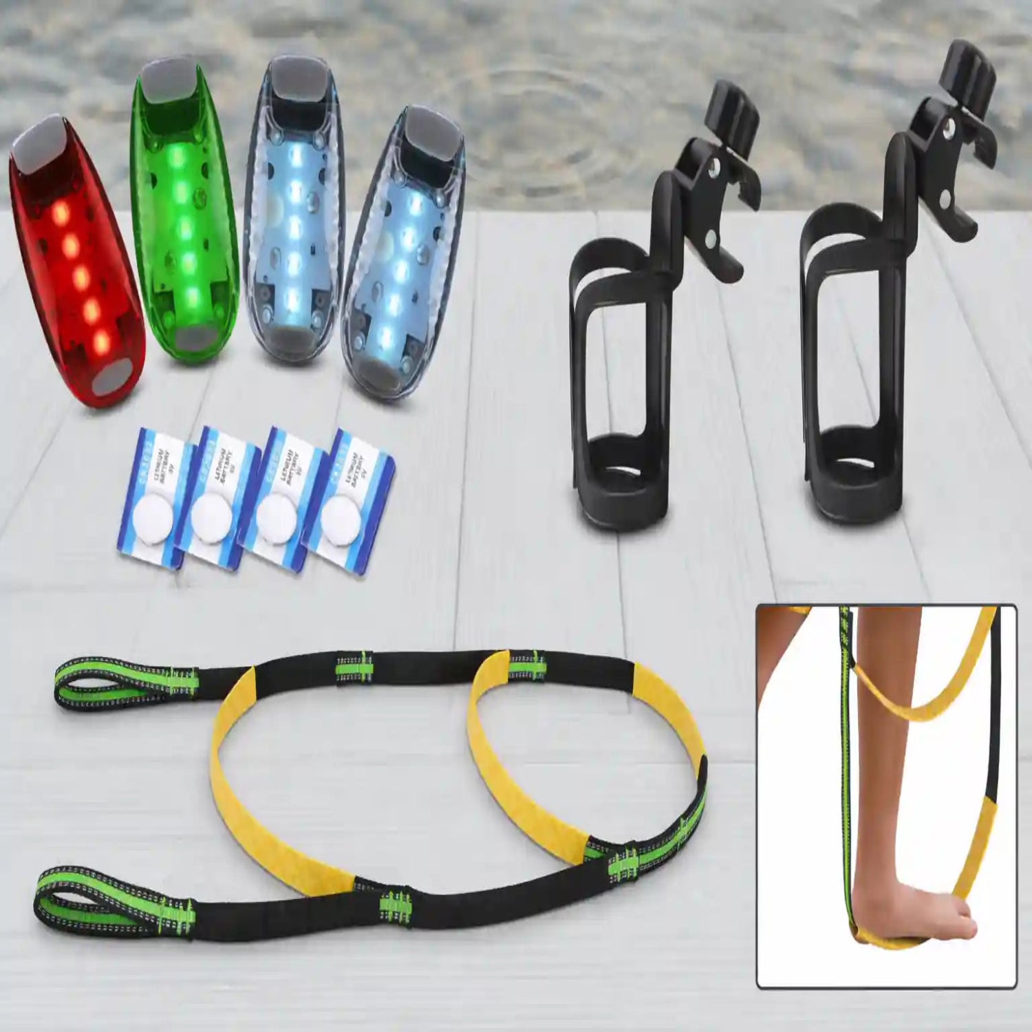 Rover Marine basic boating accessories bundle with navigation lights cup holders and ladder