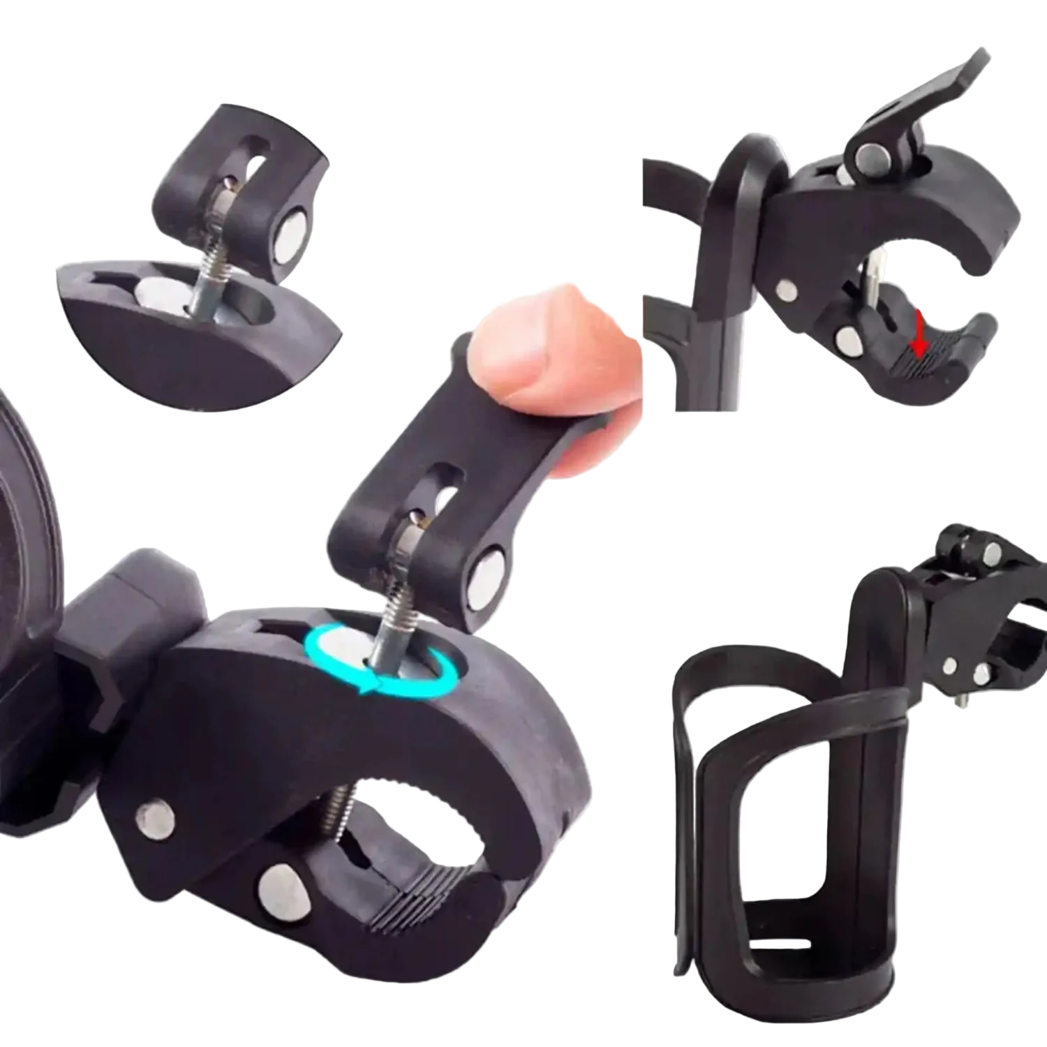 Boat cup holder clamp installation on railing tool-free mount marine grade