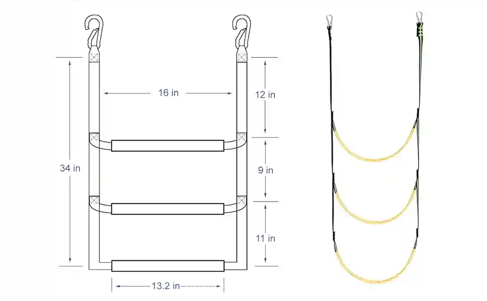 3-Step Rope Ladder for Inflatable Boats & Pop-Up Docks
